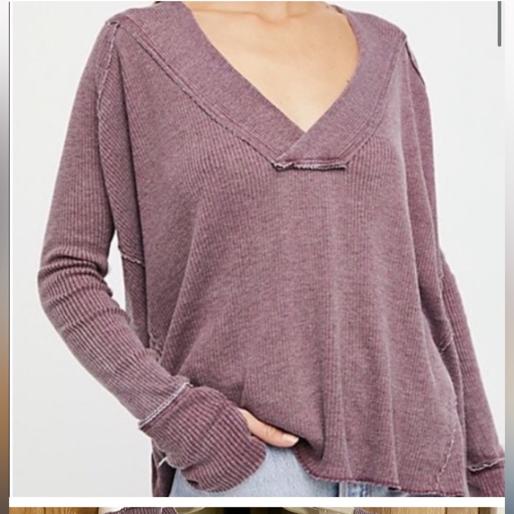 ⚜️Free People We The Free Purple Oceanview Distressed Wash Oversized Top Size S